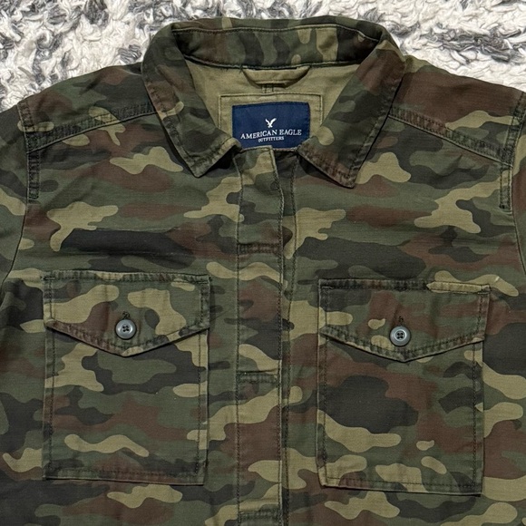 American Eagle Outfitters Green Camo “NAH” Utility Shirt Jacket - Picture 11 of 12